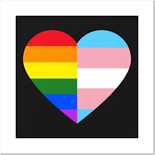 LGBT Rainbow And Transgender Pride Flag Heart Posters and Art